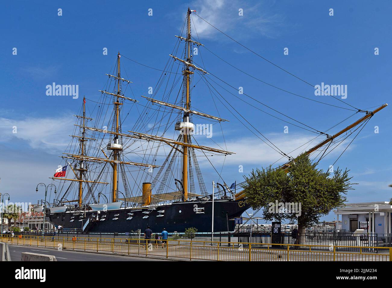 Ein Blick auf die Stadt San Pedro de Atacama mit Besuchern und auch Iquique, im Norden Chiles. Stockfoto