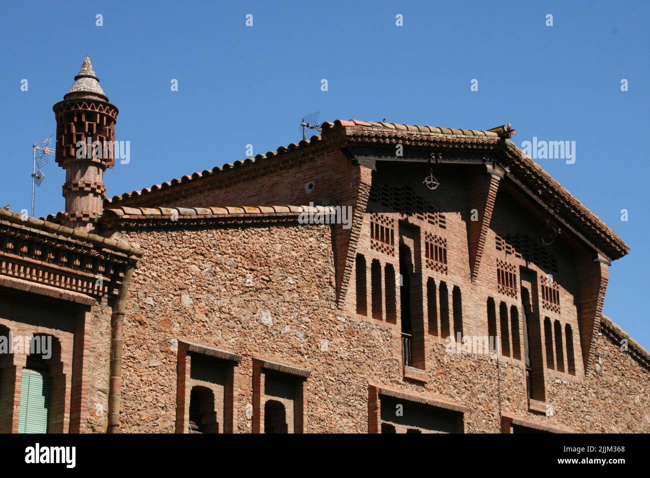 Eine schöne Aufnahme von Details eines alten Gebäudes in Barcelona, Spanien Stockfoto