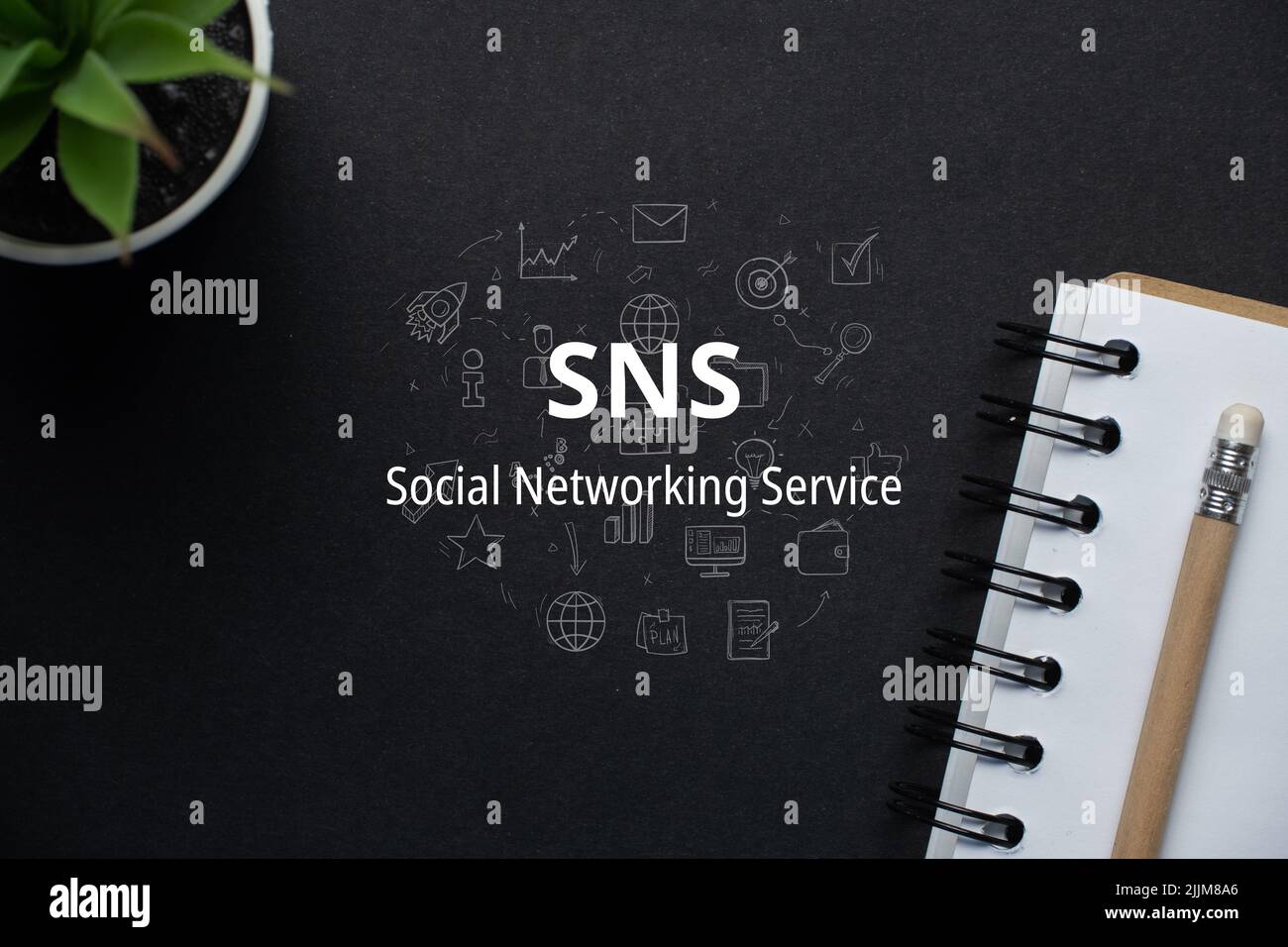 Konzept Business Marketing Akronym SNS oder Social Networking Service. Stockfoto