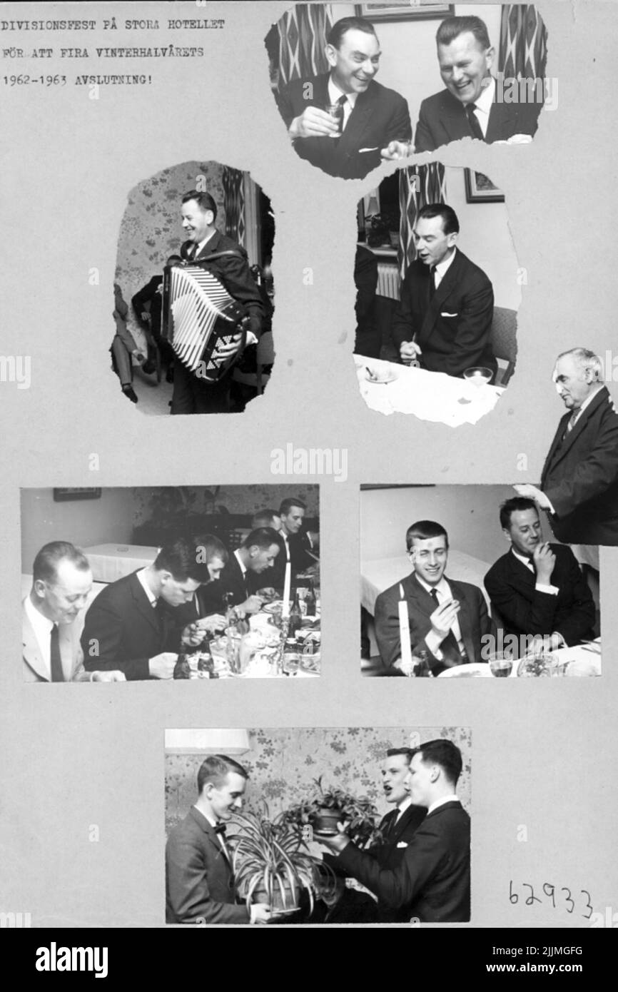 F6 Karlsborg 1963. Divisionsfeier im Great Hotel zur Feier des Ausklang der Wintersaison 1962-63. Stockfoto