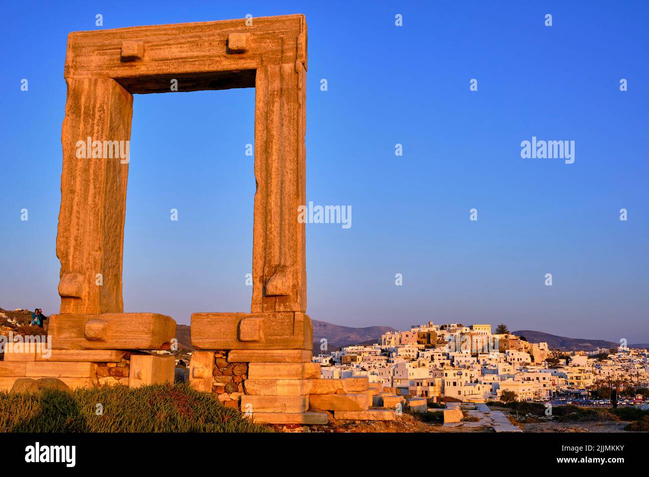 Griechenland, Kykladen, Insel Naxos, Stadt Hora (Naxos), der Portikus des Apollotempels Stockfoto