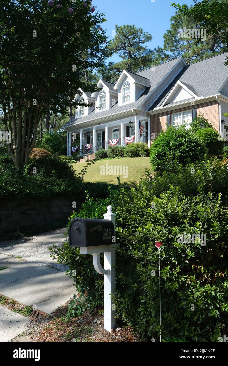 Die Vorderseite eines amerikanischen Hauses im Süden Stockfoto
