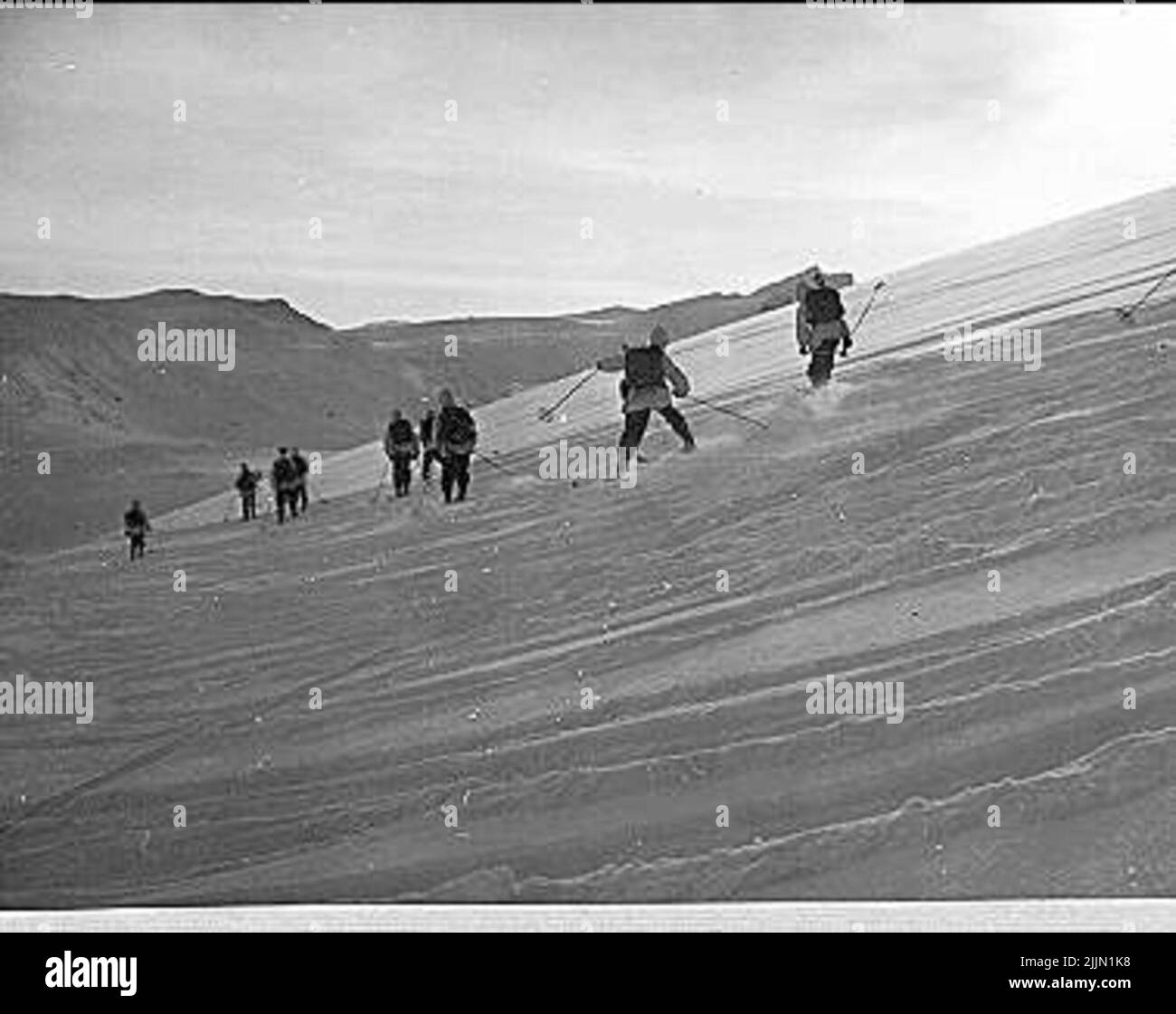 Die Husaren des Lebensregiments, K3. Wintertraining Umeå 1940s. Stockfoto