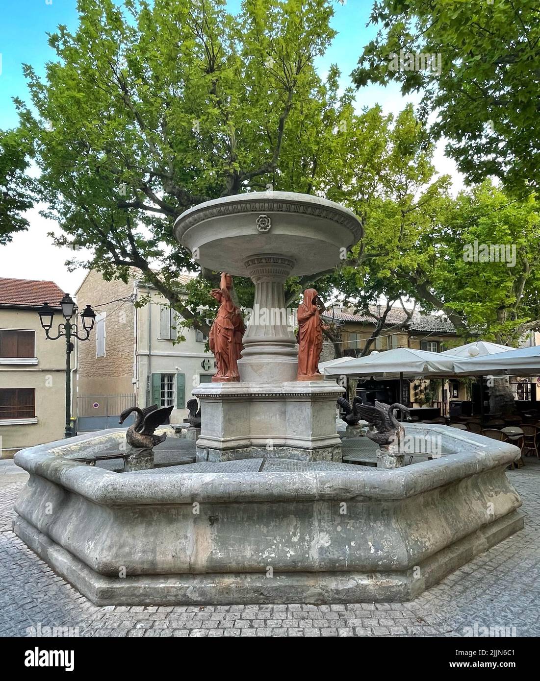 Fontaine des Quatre Saisons, Maussane-les-Alpilles, Bouches-du-Rhone, Provence-Alpes-Cote-d'Azur, Frankreich Stockfoto
