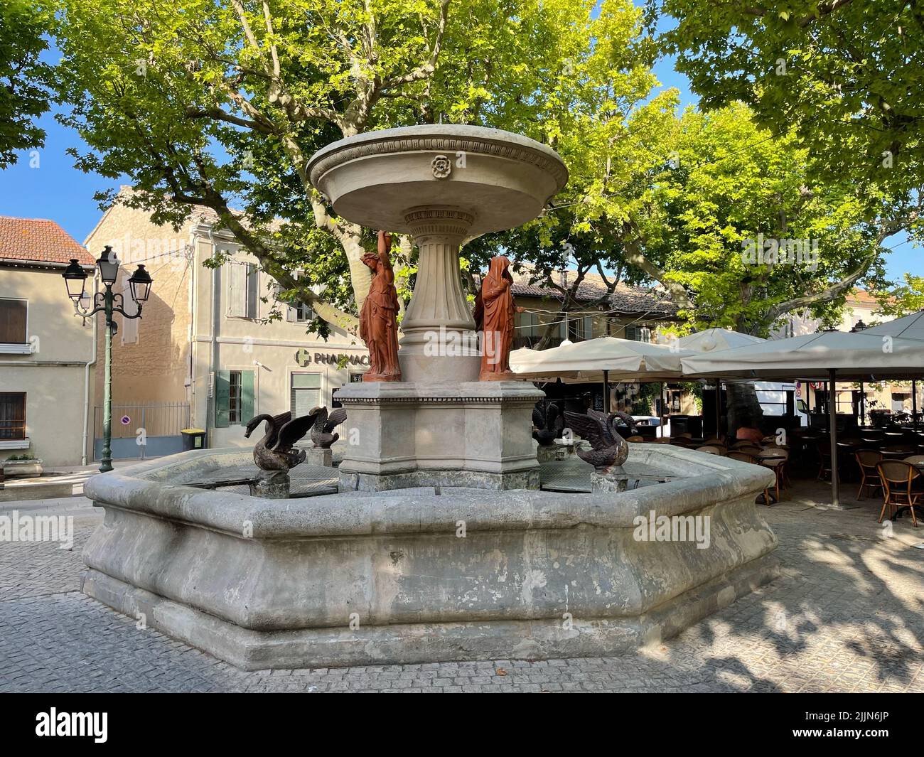 Fontaine des Quatre Saisons, Maussane-les-Alpilles, Bouches-du-Rhone, Provence-Alpes-Cote-d'Azur, Frankreich Stockfoto