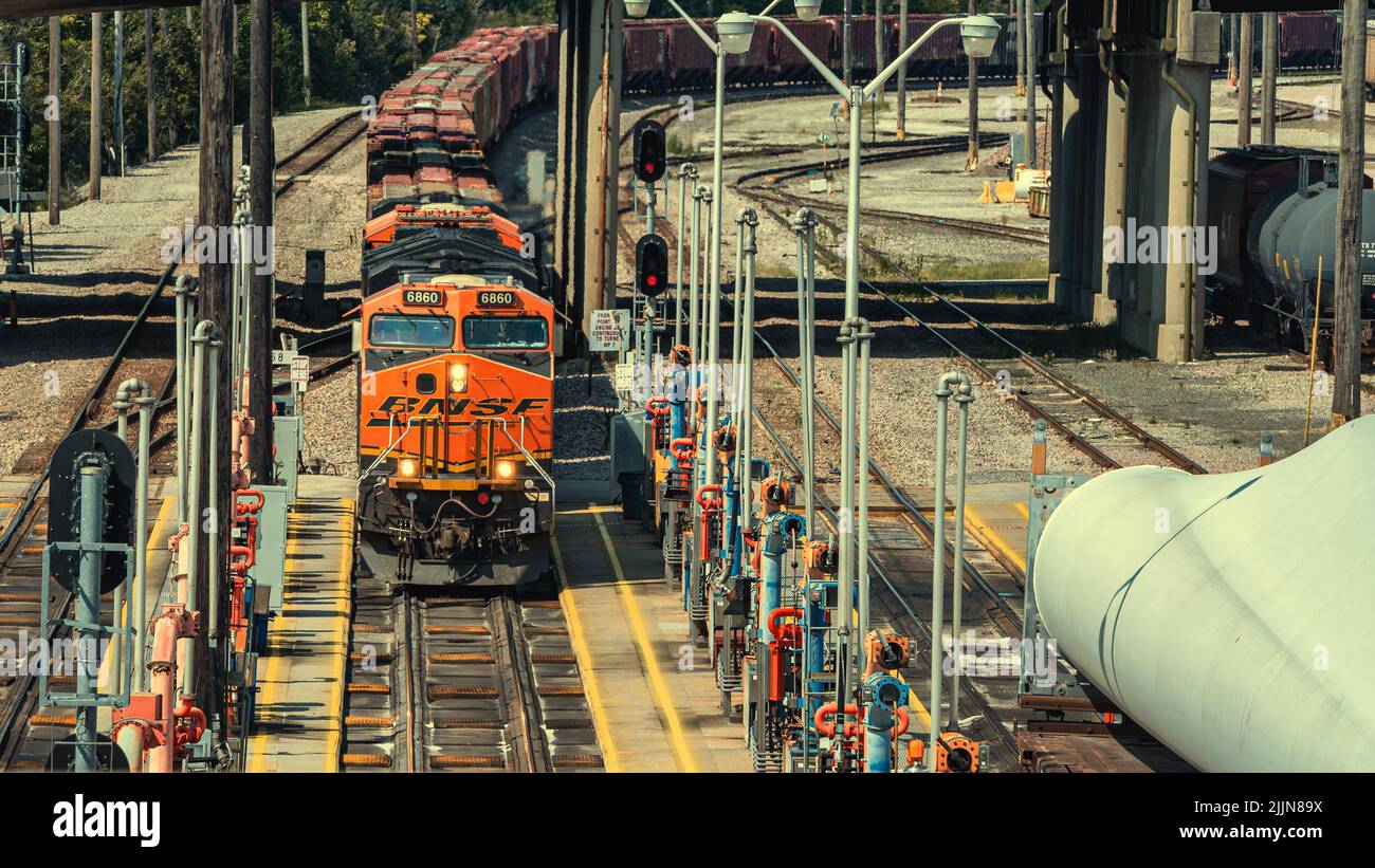 Das Burlington Northern Santa Fe BNSF an den schleifenden Betankungsstellen Stockfoto