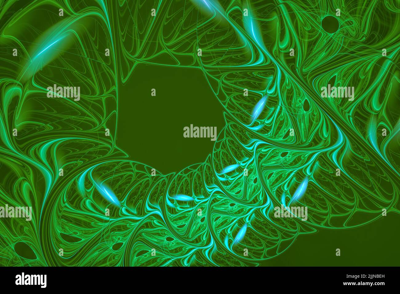 Eine Illustration des grünen abstrakten Fraktalhintergrunds Stockfoto