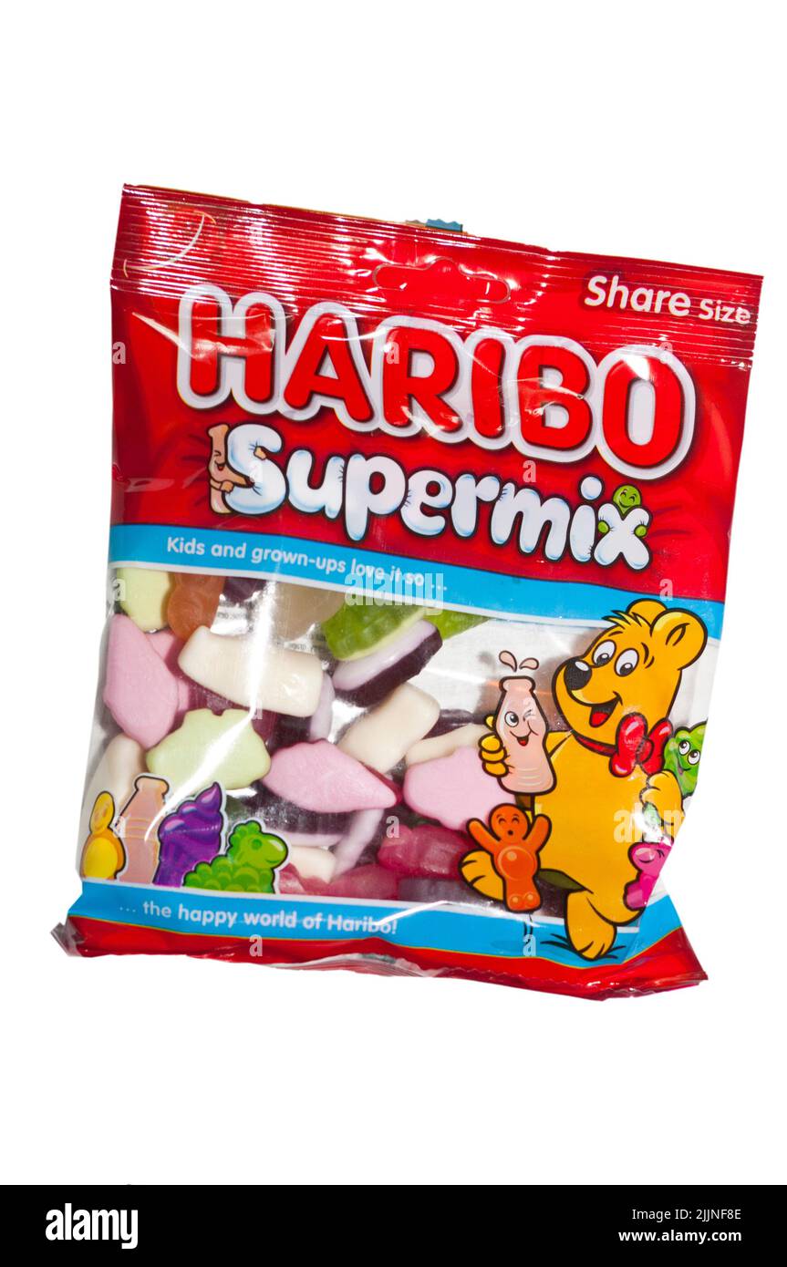 Beutel Mit Haribo Supermix Share Size Süßwaren Konektionar Stockfoto