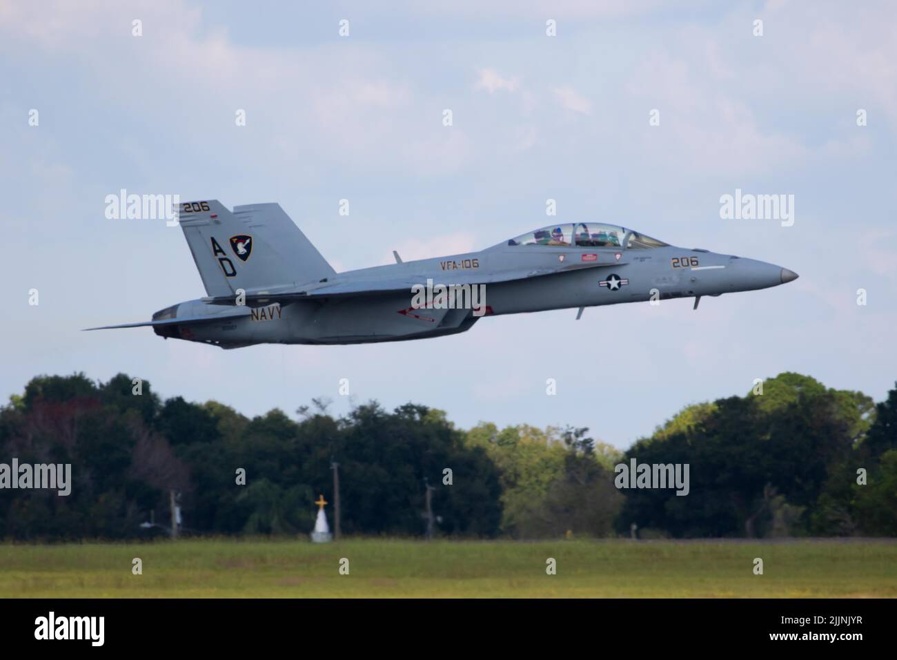 Die F-18 Rhino Demo auf der Sanford Airshow Stockfoto