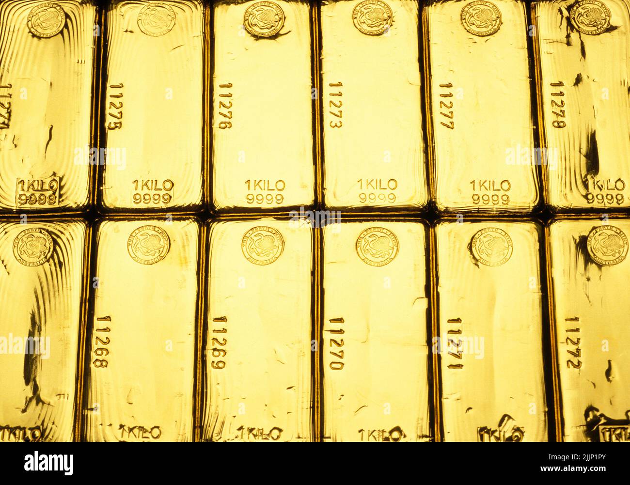 Perth, Australien - 16. April 2007: Ein Kilo Goldbarren aus der Perth Mint in Australien. Stockfoto