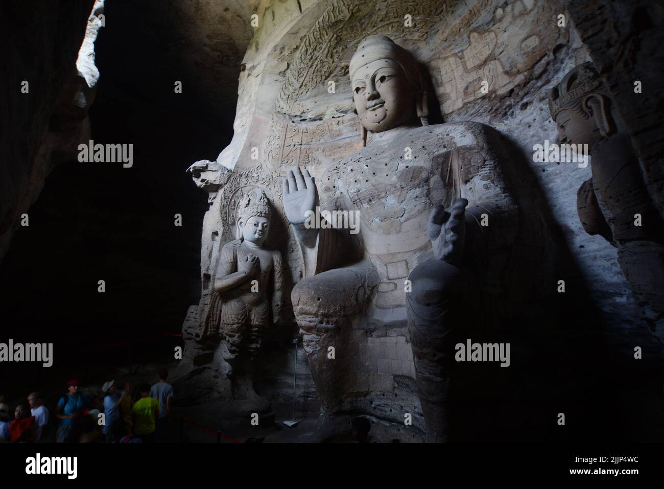 Die Buddha-Statuen in den Yungang Grotten, Stadt Datong, Provinz Shanxi, China Stockfoto