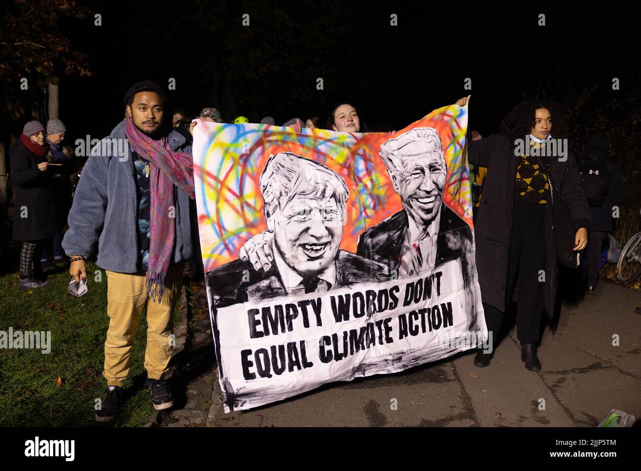 Die Menschen, die in Glasgow, Großbritannien, gegen den Klimawandel protestieren Stockfoto