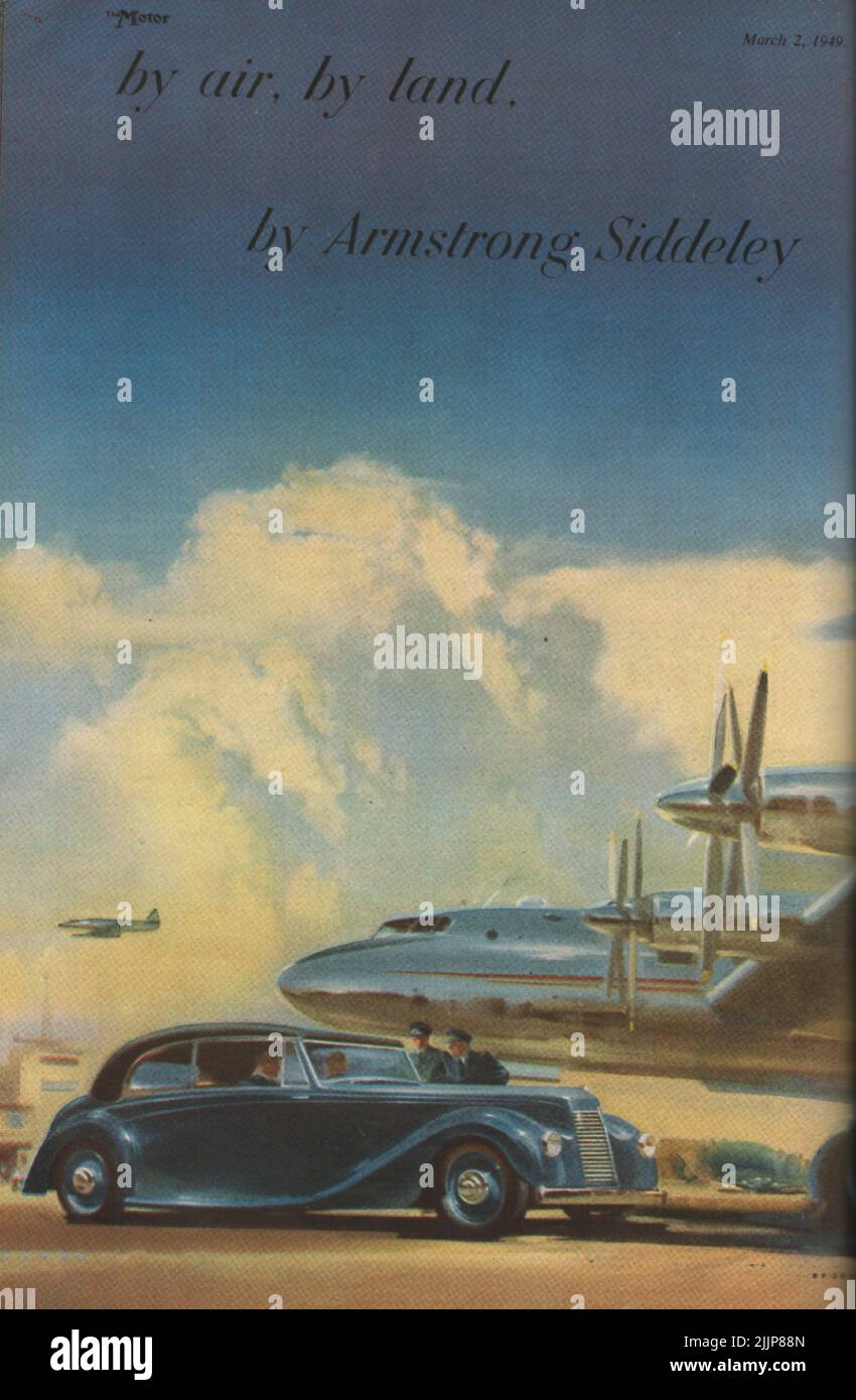 Mit dem Flugzeug auf dem Landweg von Armstrong Siddeley Alte Vintage-Werbung aus einem britischen Automagazin Stockfoto