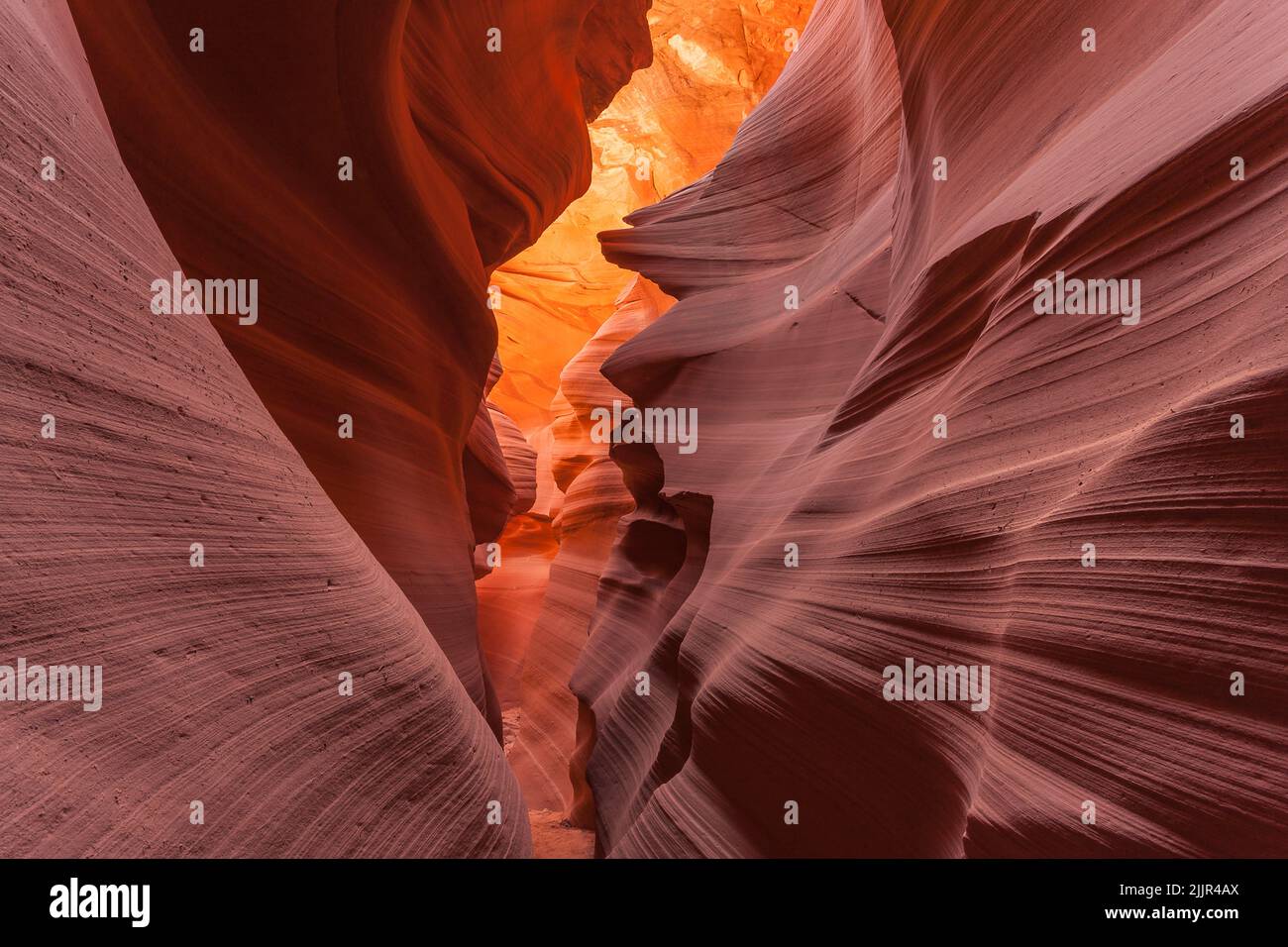 Nahaufnahme aus Sandstein des Lower Antelope Canyon, Page, Arizona, Vereinigte Staaten von Amerika Stockfoto