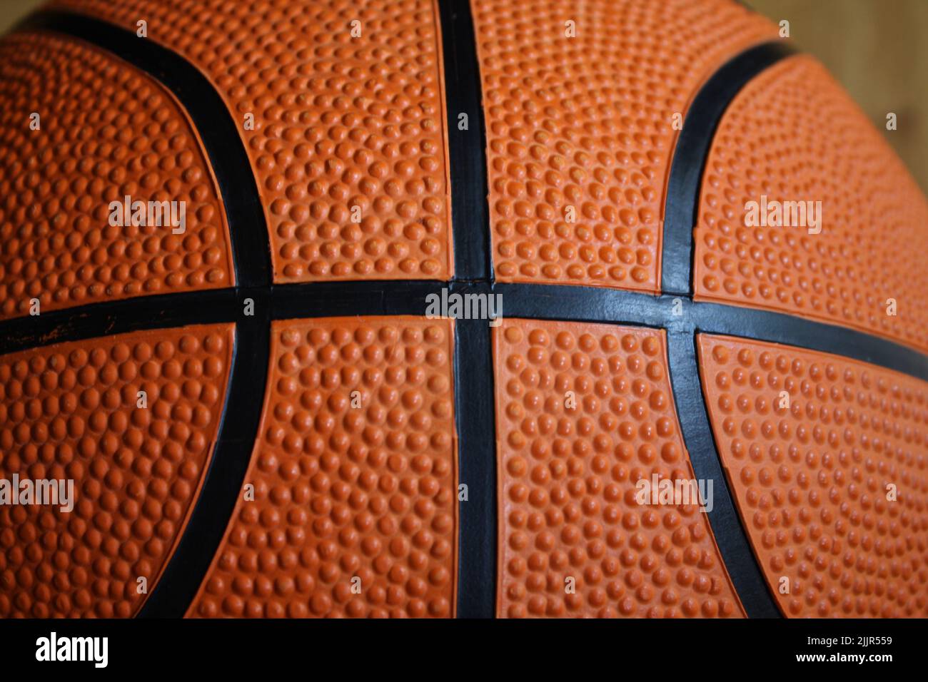 Eine Nahaufnahme der Oberfläche eines Basketballs Stockfoto