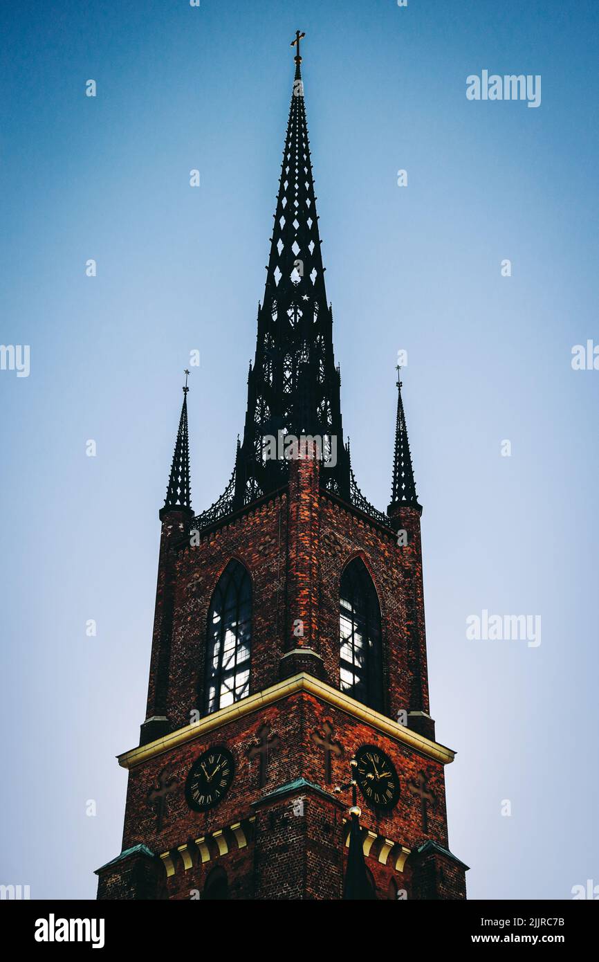 Eine schöne Aussicht auf die Riddarholmen-Kirche in Stockholm, Schweden Stockfoto