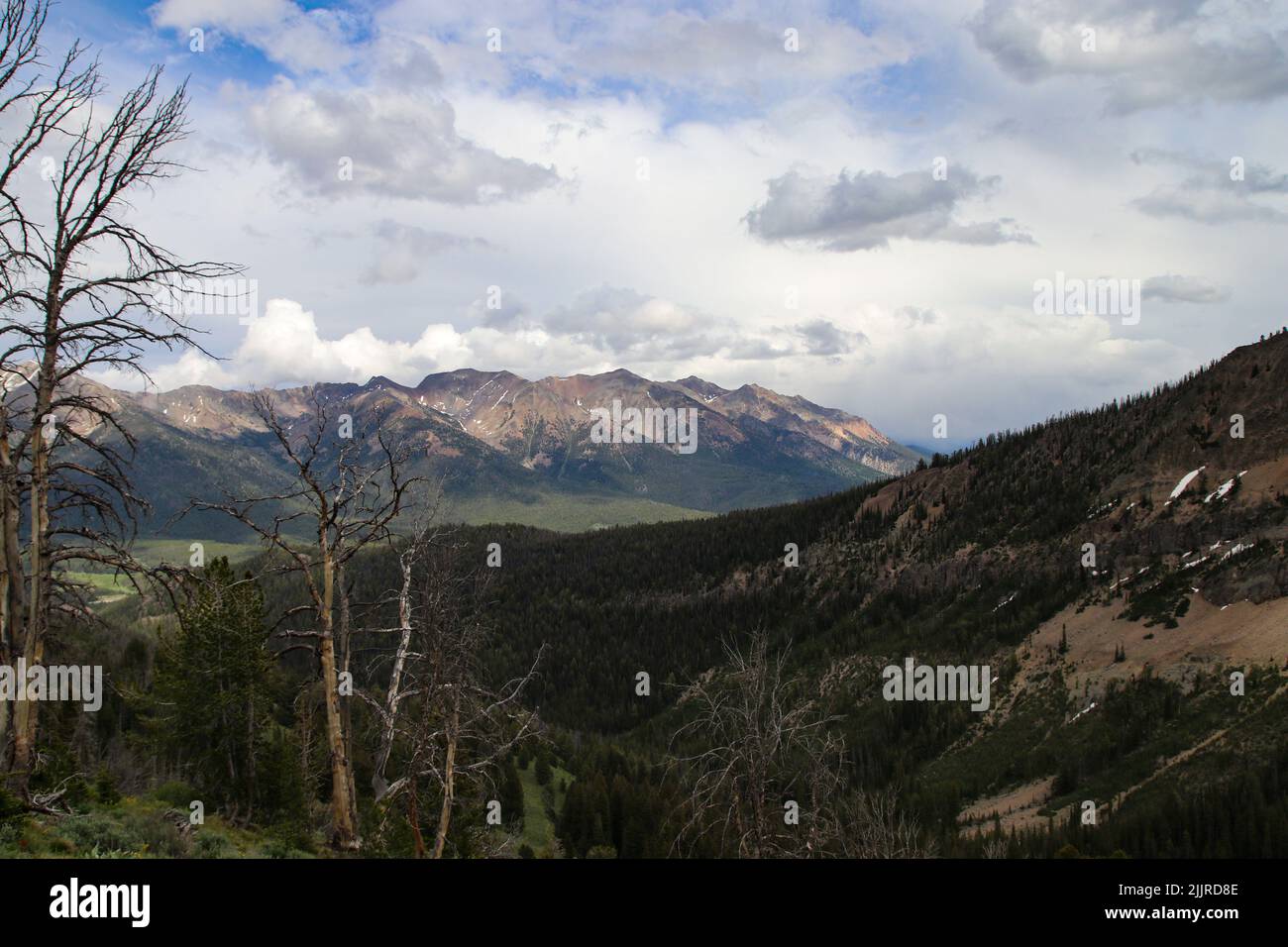 Eine wunderschöne Berglandschaft unter wolkenfreiem Himmel Stockfoto