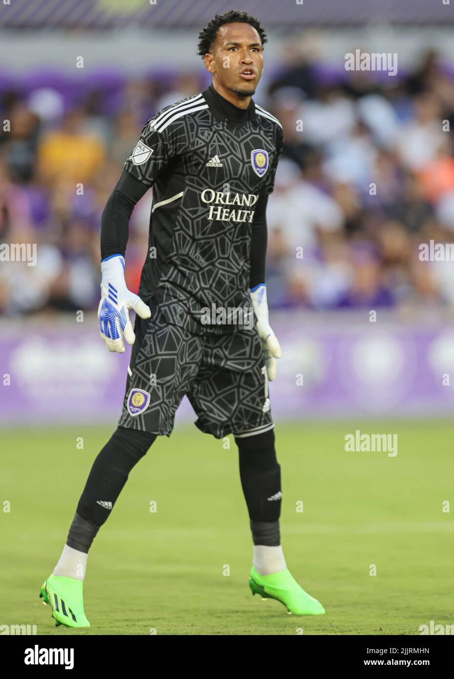 Orlando, FL: Torwart Pedro Gallese (1) von Orlando City ist bereit für einen Eckstoß während des Halbfinalspiels der Lamar Hunt U.S. Open Cup gegen den N Stockfoto