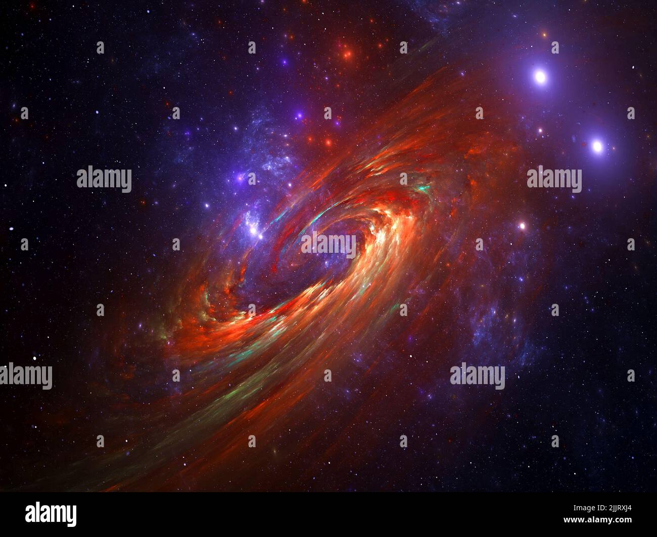 Wirbelnde Galaxie - Flammenfraktale Kunst Stockfoto