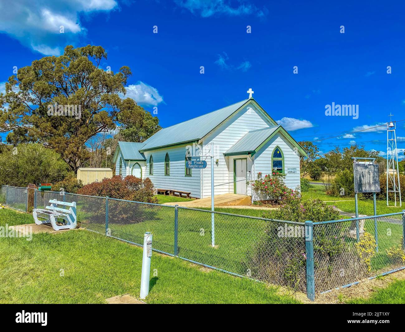 Eine schöne Aussicht auf eine alte Kirche in einer ländlichen Stadt Emmaville, New South Wales, Australien Stockfoto