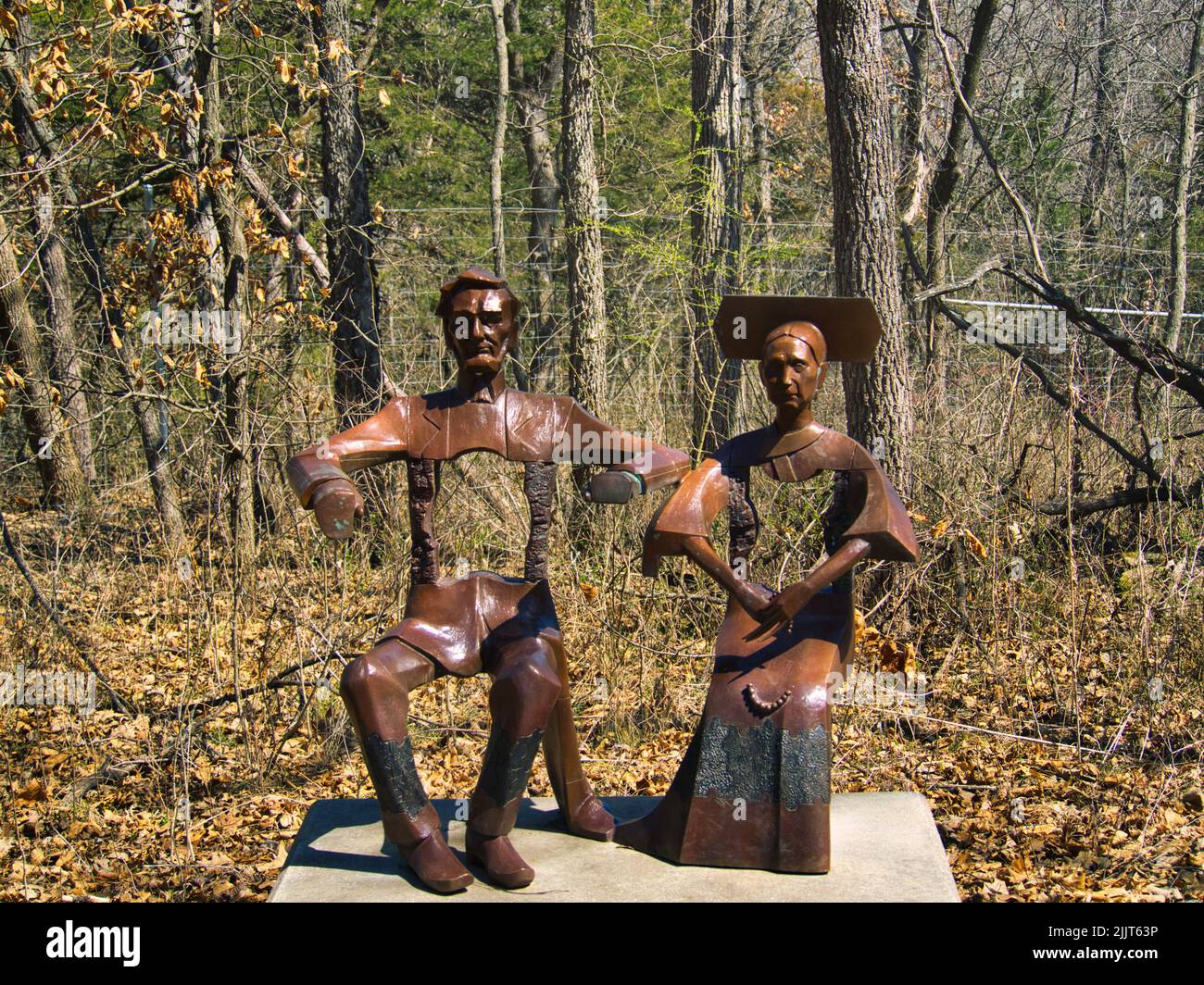 Eine Ansicht der Abraham Lincoln Statue im Overland Park Arboretum Stockfoto