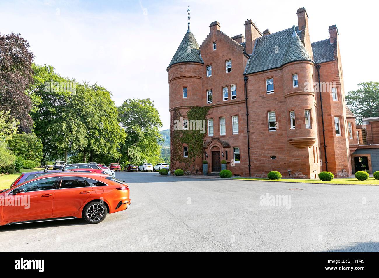 Fonab Castle luxuriöses 5-Sterne-Hotel in Pitlochry, Perthshire, Schottland, Großbritannien, Sommer 2022 Stockfoto