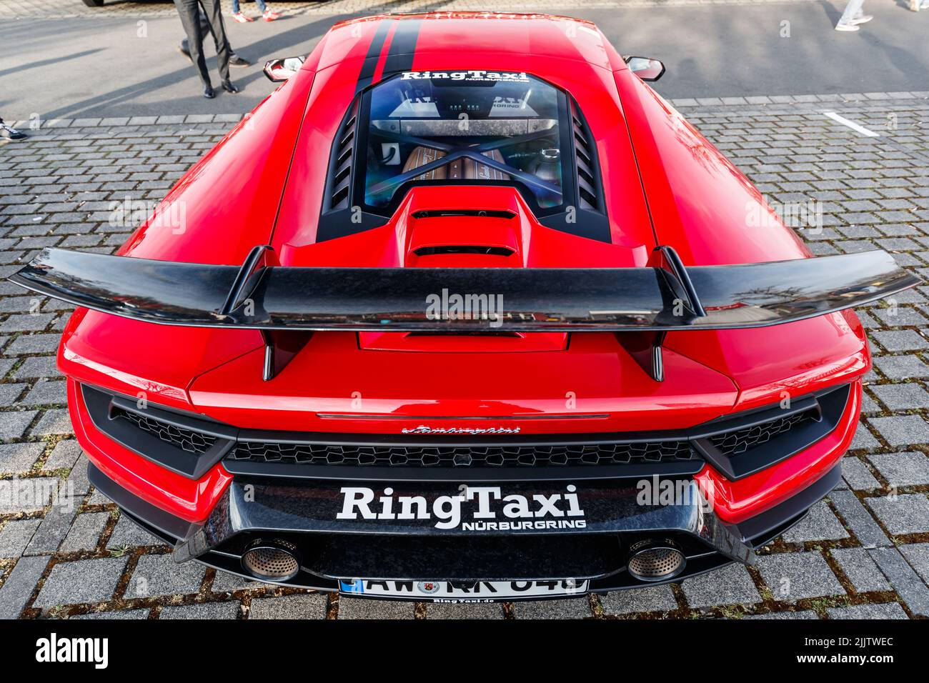 Der Ring Taxi Lamborghini Huracan Performance auf dem Parkplatz Stockfoto