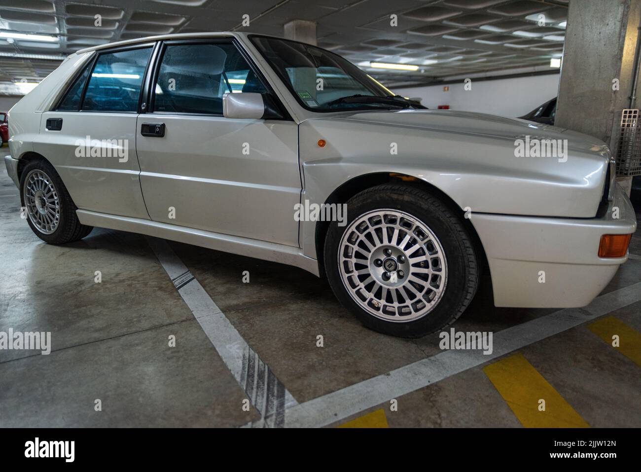 Der Automobilhersteller Lancia Modell Delta HF Integrale 'Evoluzione' präsentierte sich auf dem Frankfurter Automobilsalon im September 1991 Stockfoto