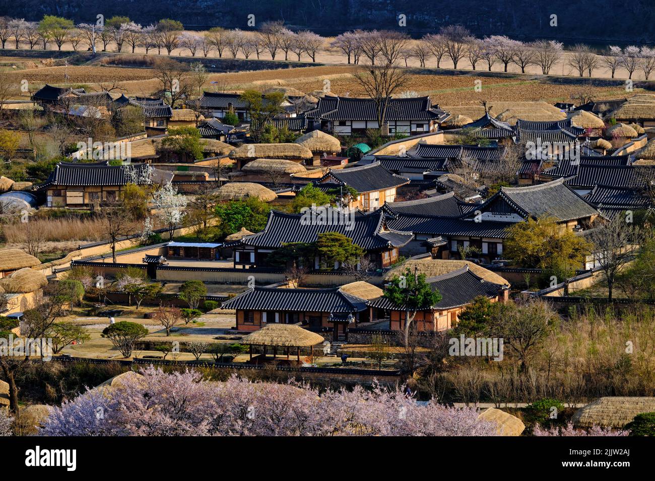 Südkorea, Nord-Gyeongsang Provinz, Andong, das historische Dorf Hahoe (UNESCO-Weltkulturerbe), umgeben vom Nakdong Fluss, gegründet in der Stockfoto