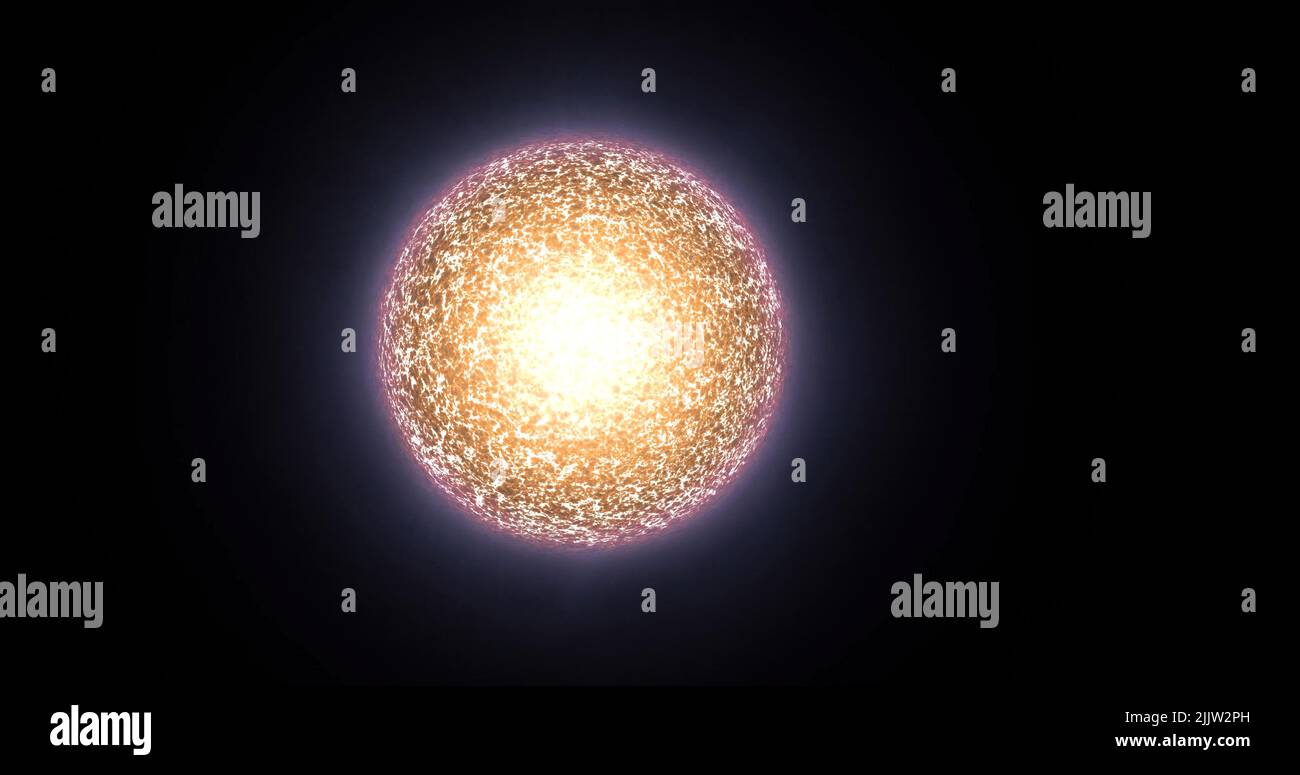 Ein abstraktes Design der Details der glänzenden Sonne auf schwarzem Hintergrund Stockfoto