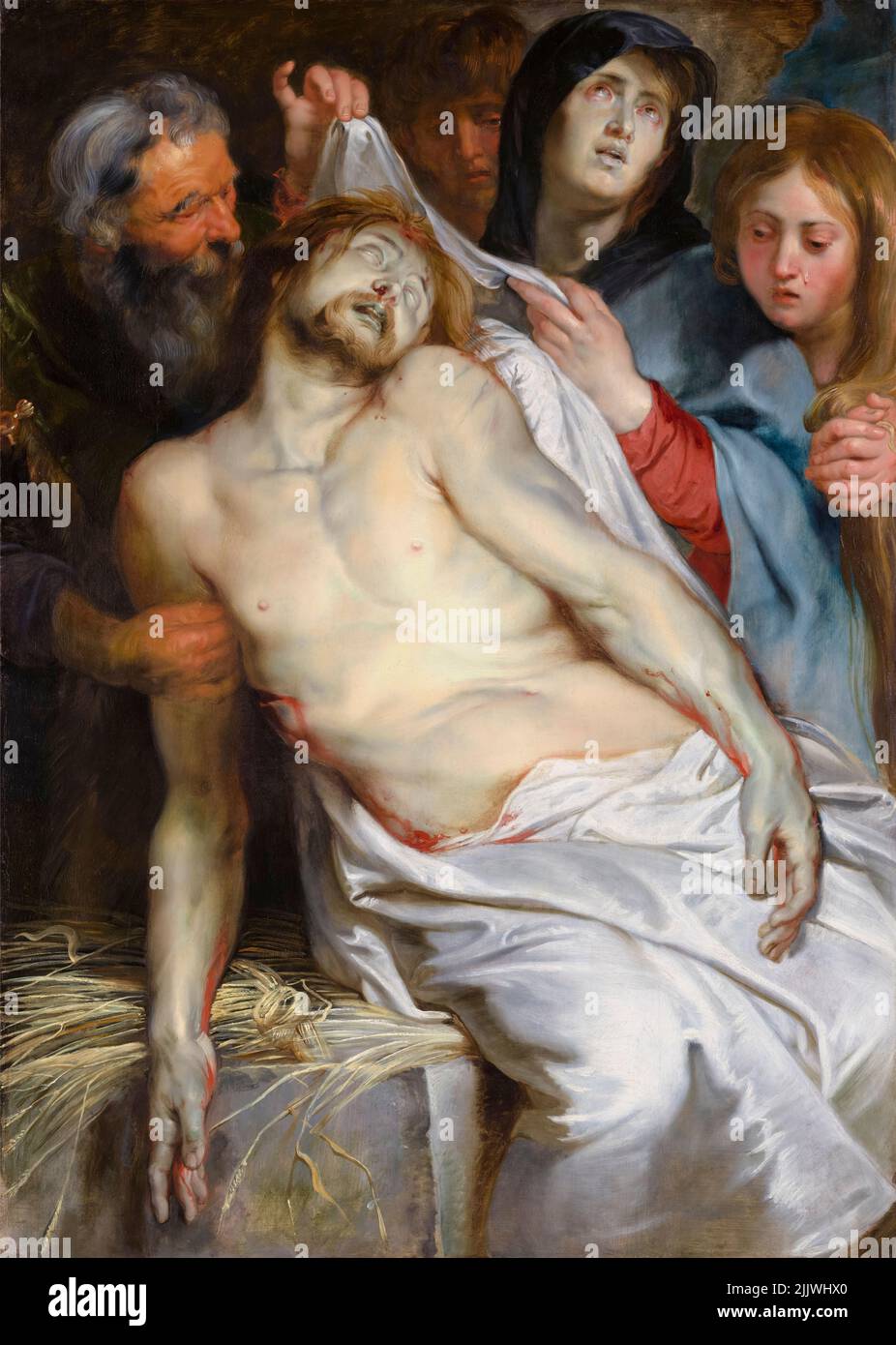 Peter Paul Rubens, Christus auf dem Stroh, Ölgemälde auf Tafel, 1618 Stockfoto