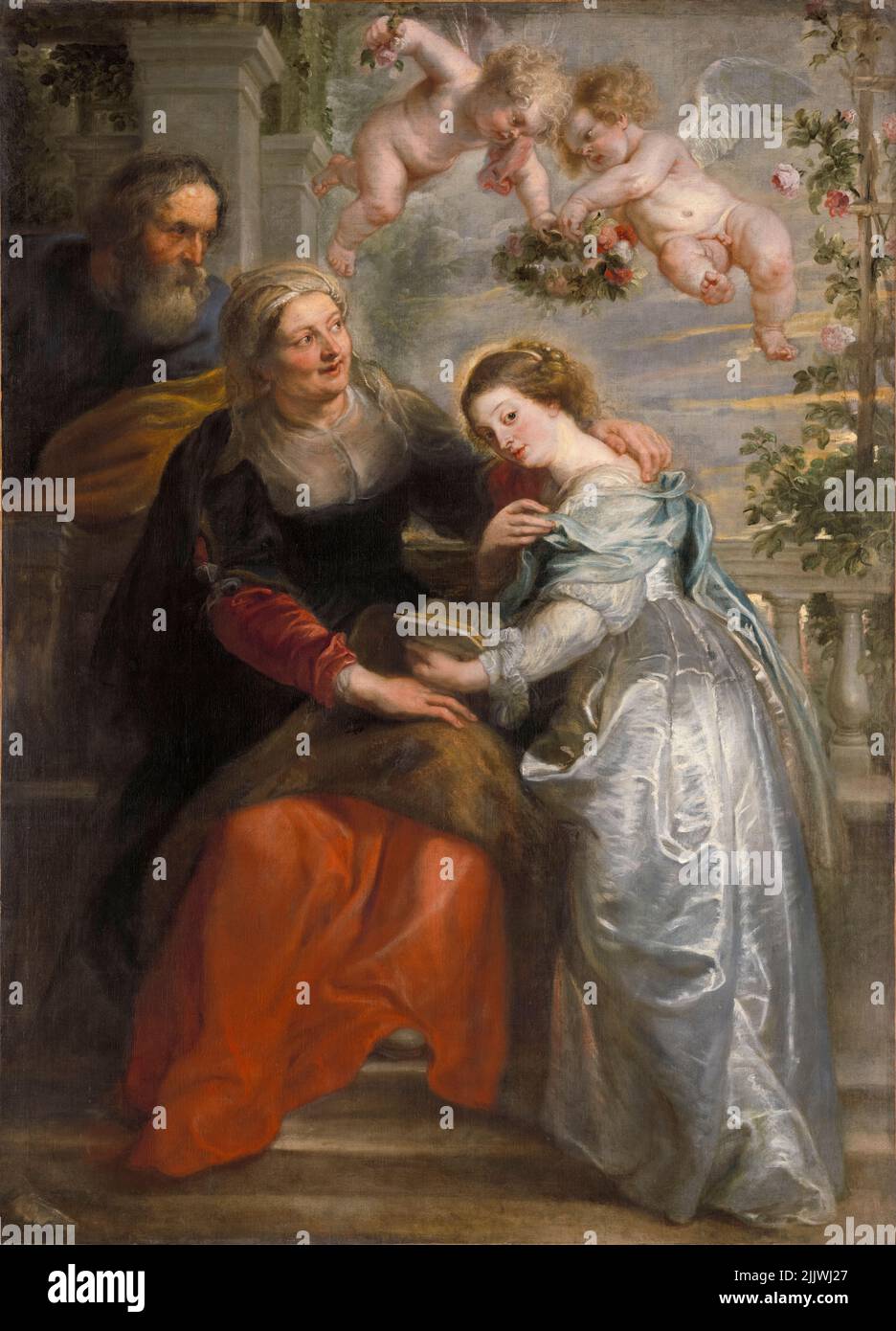 Peter Paul Rubens, die Erziehung Mariens, Ölgemälde auf Leinwand, 1630-1635 Stockfoto