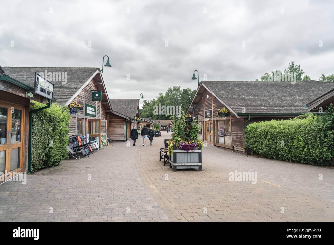 Trentham Gardens Einzelhandel Dorf Landschaft, Staffordshire Großbritannien. Stockfoto