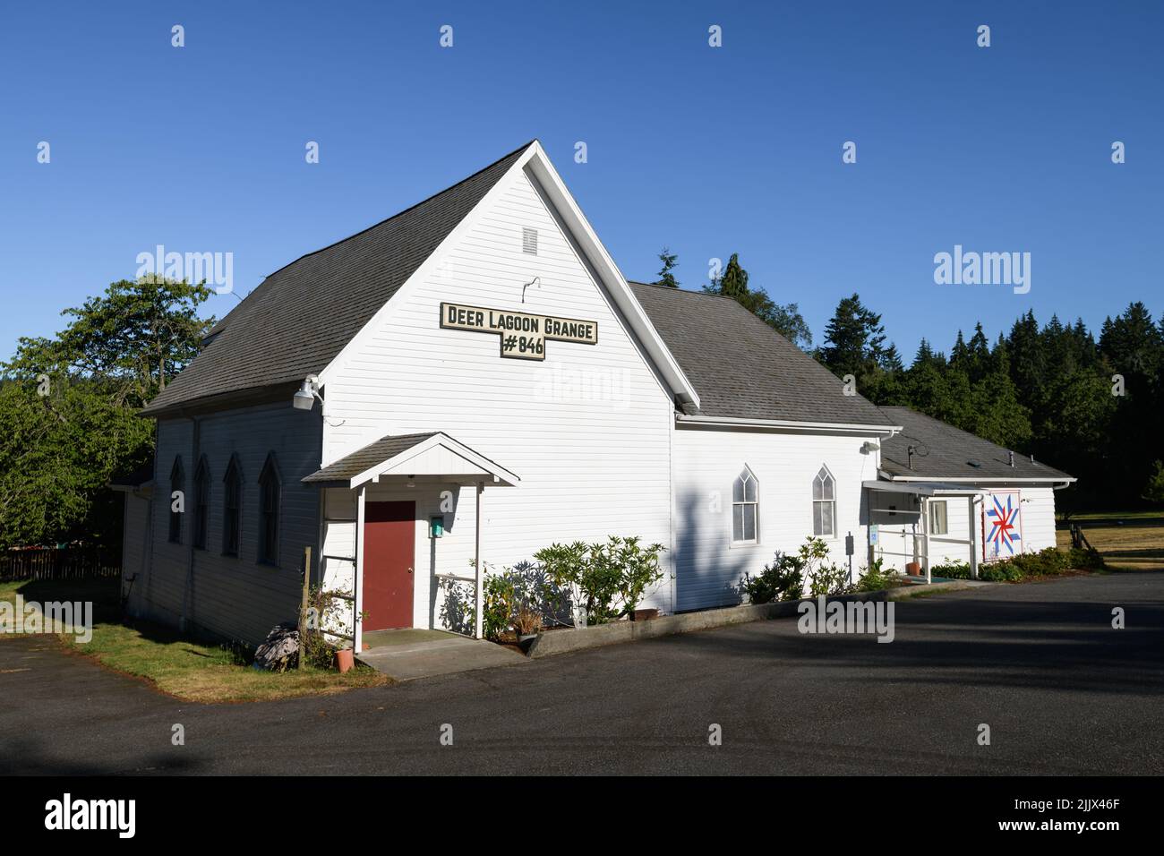 Langley, WA, USA - 25. Juli 2022; Deer Lagoon Grange Nummer 846 Gebäude auf Whidbey Island Washington Stockfoto