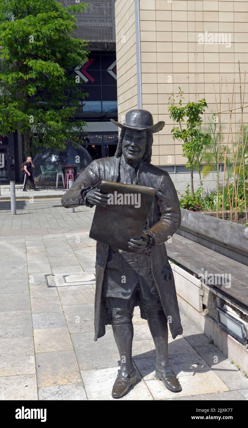 Statue von William Penn von Lawrence Holofcener, lebensgroße Bronze, Millennium Square, Bristol, England Stockfoto