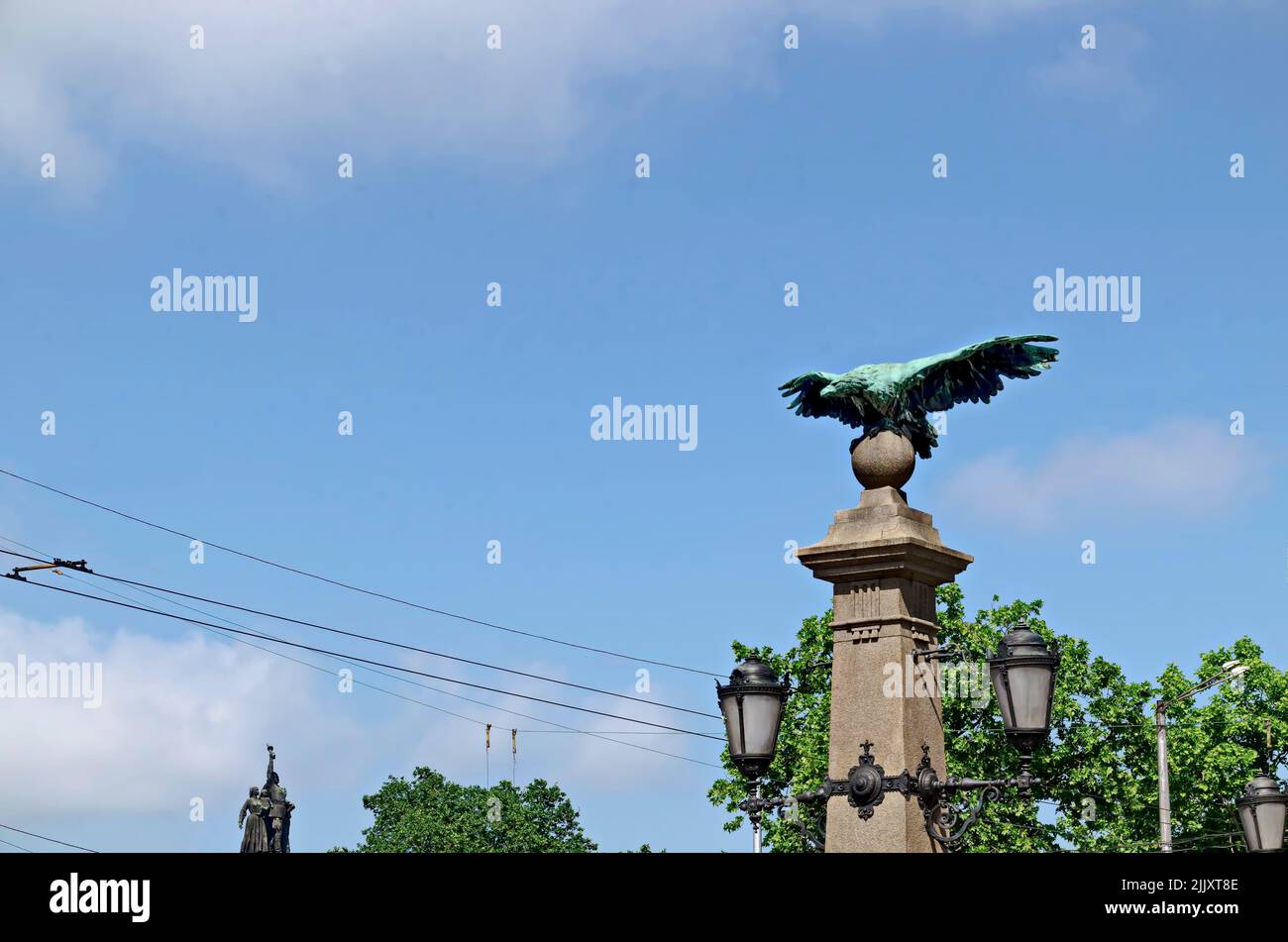 Von antiken Skulpturen von Eagle-Brücke in Sofia, Bulgarien Stockfoto