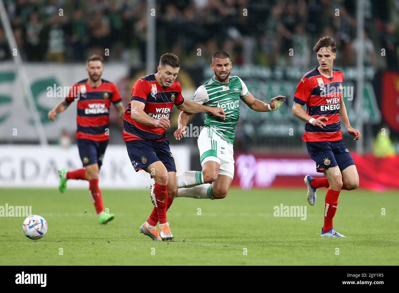 Danzig, Polen. 28.. Juli 2022. Lukasz Zwolinski während des Spiels der UEFA Europa Conference League Second Qualifying Round Second Leg zwischen Lechia Danzig und Rapid Vienna in der PGE Arena am 28. Juli 2022 in Danzig, Polen. (Foto von Piotr Matusewicz/PressFocus/Sipa USA)France OUT, Poland OUT Credit: SIPA USA/Alamy Live News Stockfoto