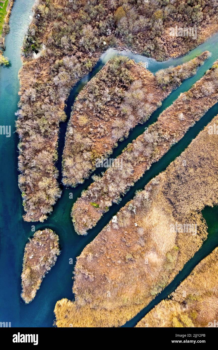 Am Feuchtgebiet des Agra-Vrytta-Nissi-Sees, Pella, Mazedonien, Griechenland. Stockfoto