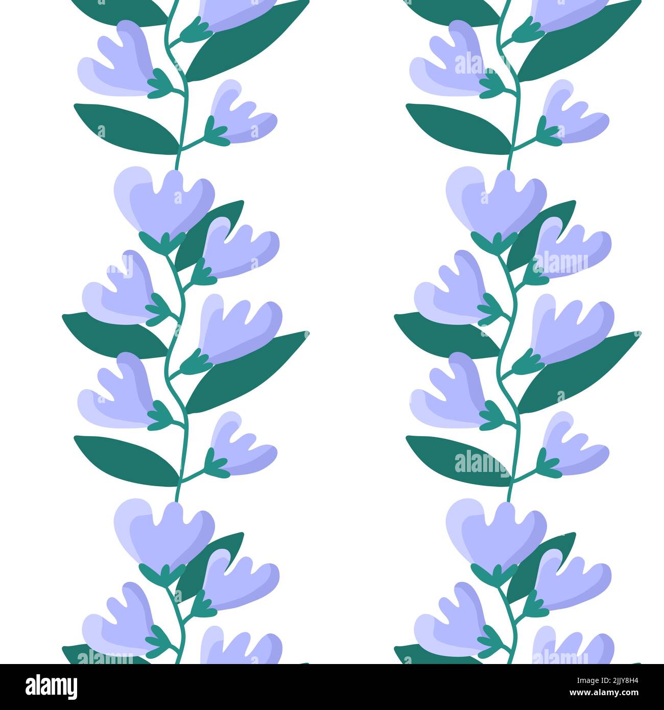 Florale nahtlose Cartoon-Blumenmuster zum Einwickeln von Papier und Stoffen und Accessoires und Kleidung drucken und Kinder. Hochwertige Illustration Stockfoto