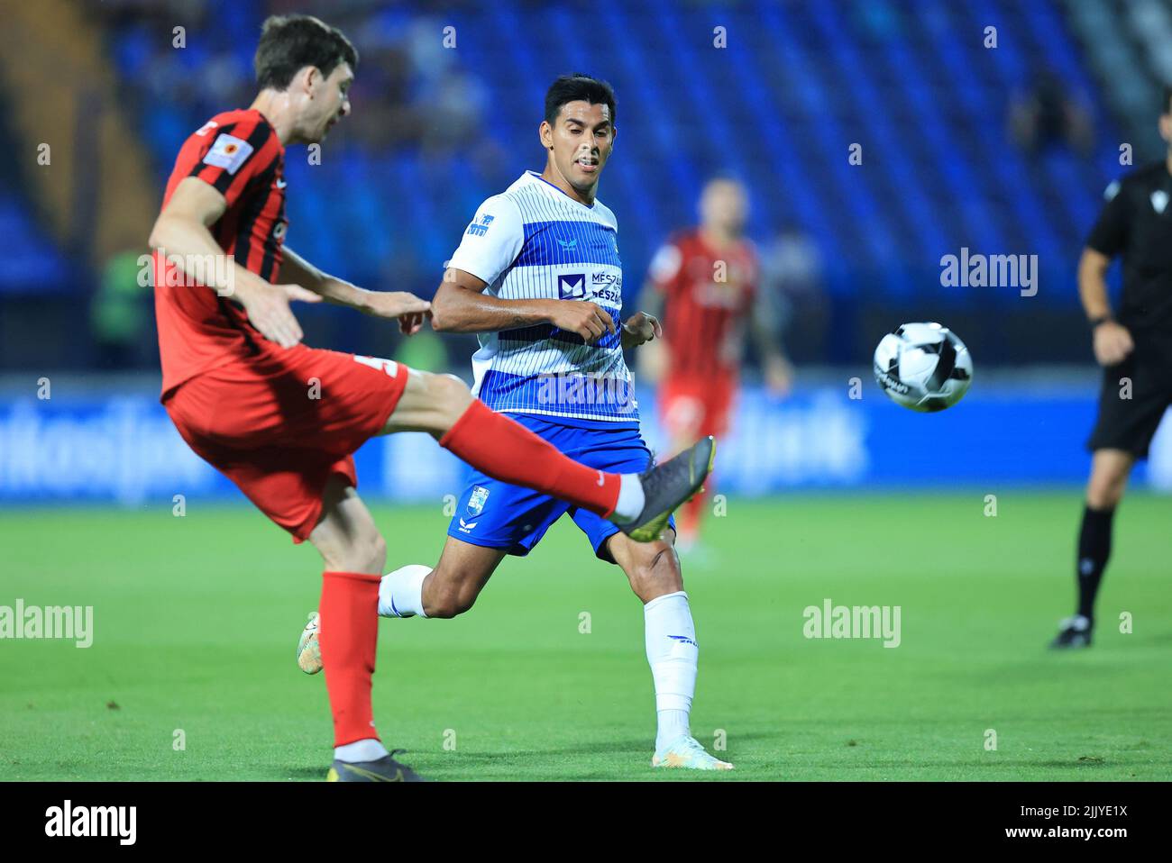 UEFA Europa Conference League zweite Qualifikationsrunde, 2.-Bein-Spiel zwischen NK Ussjek und FC Kyzylzhar in Gradski Vrt, in der kroatischen Stadt, am 28. Juli 2022. Foto: Davor Javorovic/PIXSELL Stockfoto