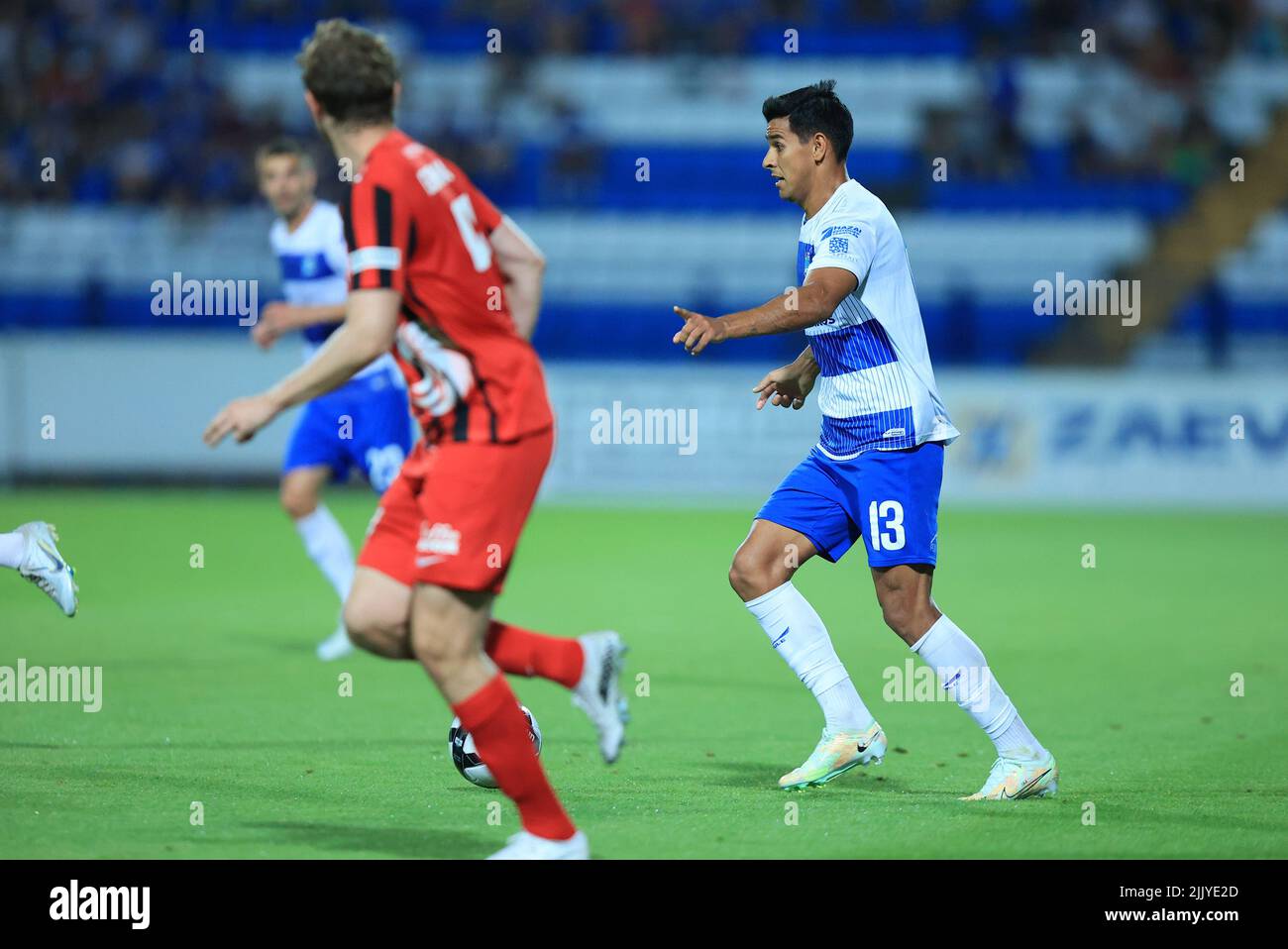 UEFA Europa Conference League zweite Qualifikationsrunde, 2.-Bein-Spiel zwischen NK Ussjek und FC Kyzylzhar in Gradski Vrt, in der kroatischen Stadt, am 28. Juli 2022. Ramon Mierez Foto: Davor Javorovic/PIXSELL Stockfoto