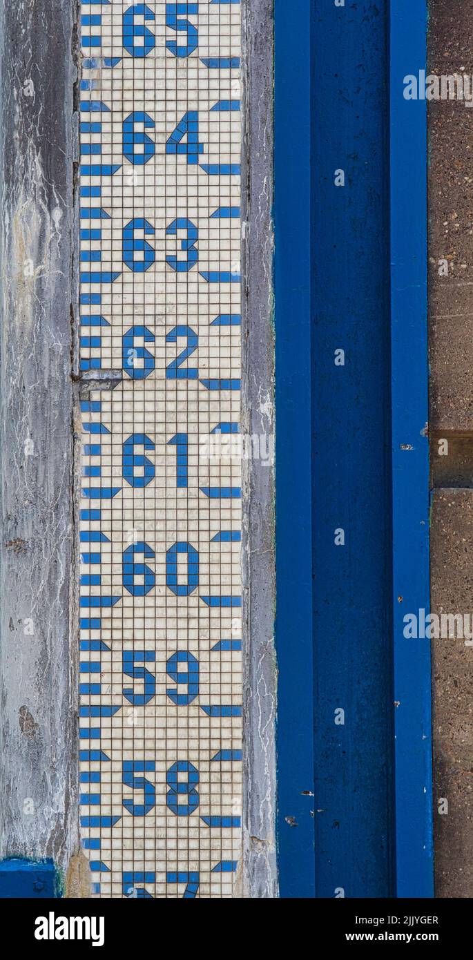 Flußhochwasseranzeige in der Nähe des Ohio River USA Stockfoto