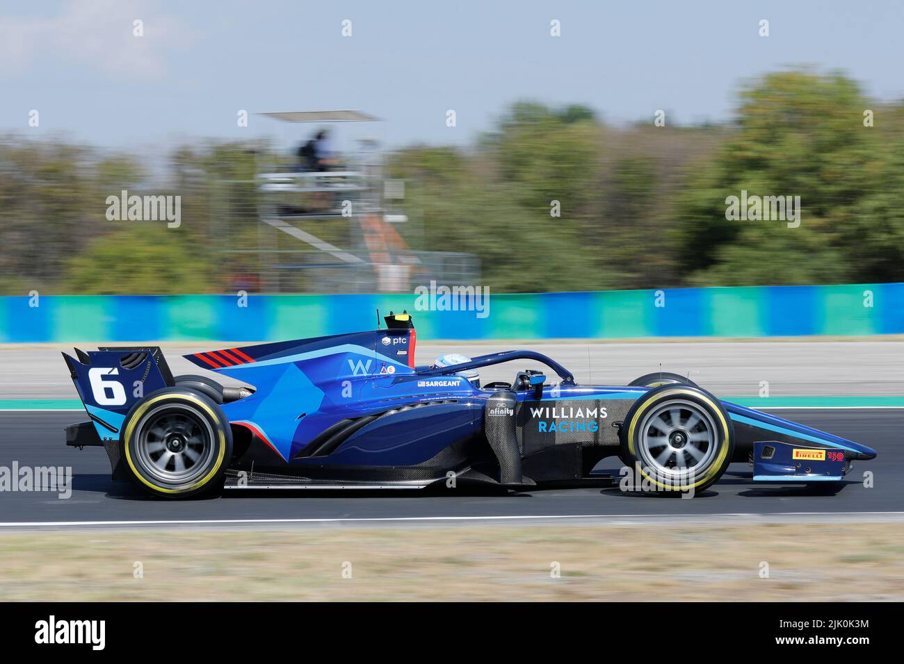 Magyorod, Ungarn. 29.. Juli 2022. Magyorod, Ungarn. Juli 29. 2022. F2 großer Preis von Ungarn bei Hungaroring, Ungarn. Im Bild: #6 Logan Sargeant (USA) von Carlin während der ersten Trainingseinheit Credit: Piotr Zajac/Alamy Live News Stockfoto