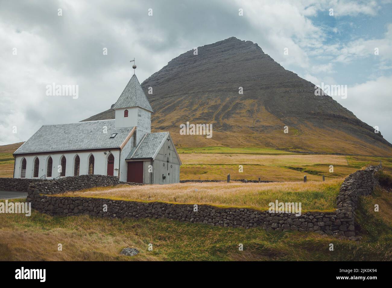 Die Viðareiði Kirkja auf Vidoy, Färöer-Inseln Stockfoto