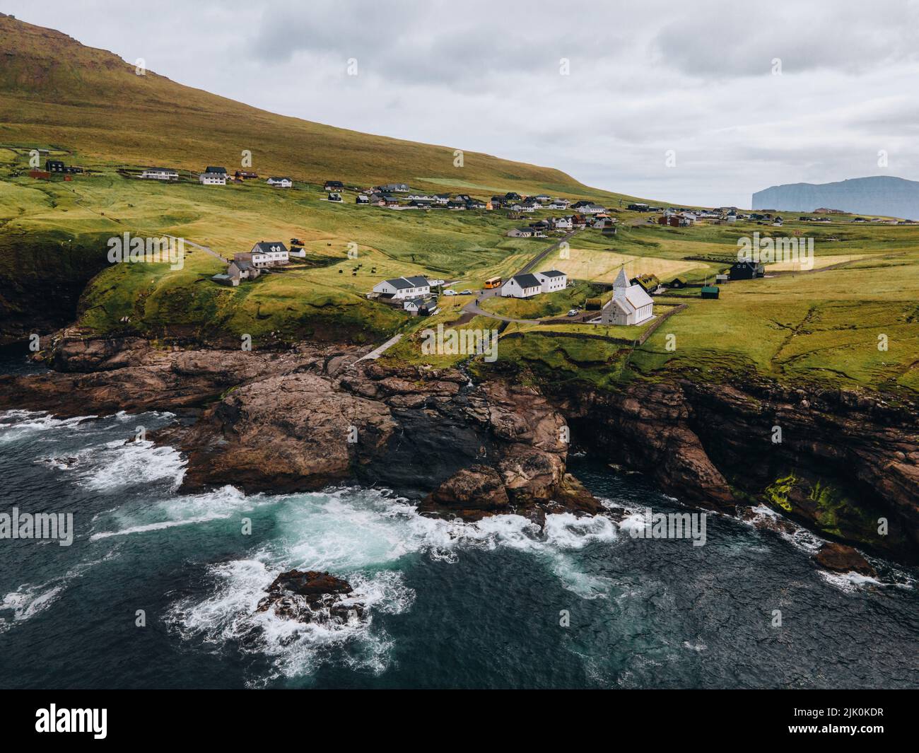 Das Dorf Vidareidi auf Vidoy, Färöer-Inseln Stockfoto