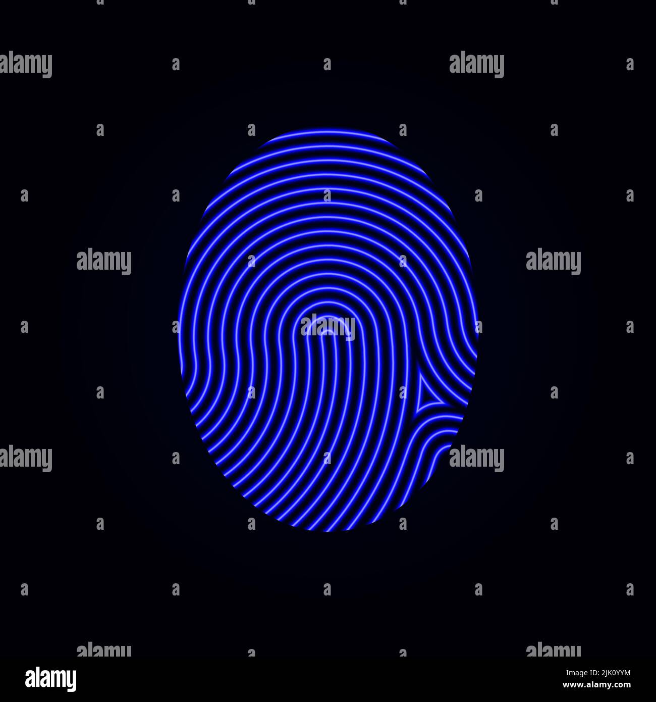 Circle Neon Fingerabdruck-Symbol Design für App. Digitale Touch-Scan-Identifikation oder elektronische Sensorauthentifizierung. Flachscan mit Fingerabdruck. Biometri Stockfoto