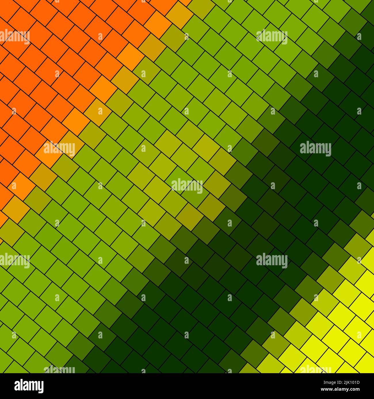 Abstrakt quadratisch bunte Palette Backstein Wand Textur Hintergrund mit geometrischen dekorative Illustration von Offset Quads Raster Muster generative Kunst Stockfoto