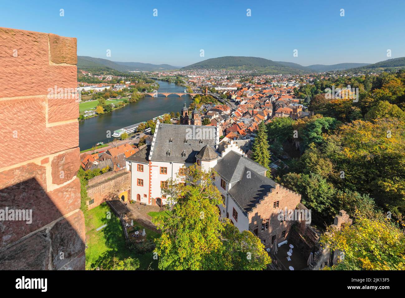 Blick von der Burg Mildenburg auf die Altstadt von Miltenberg, Unterfranken, Bayern, Deutschland, Europa Stockfoto