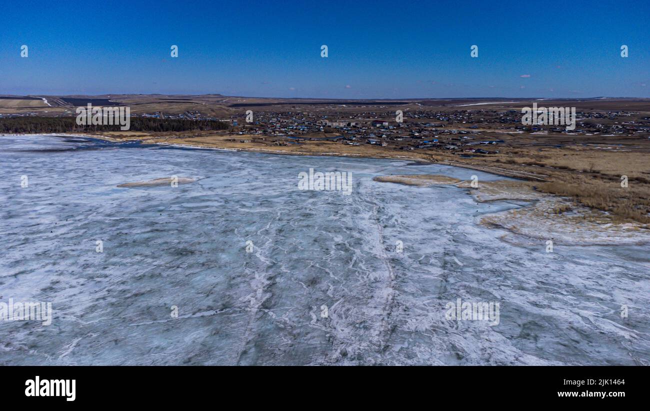 Luftaufnahme des Imantau-Sees, Imantau, Kokshetau-Nationalpark, Nordkasachstan, Zentralasien, Asien Stockfoto