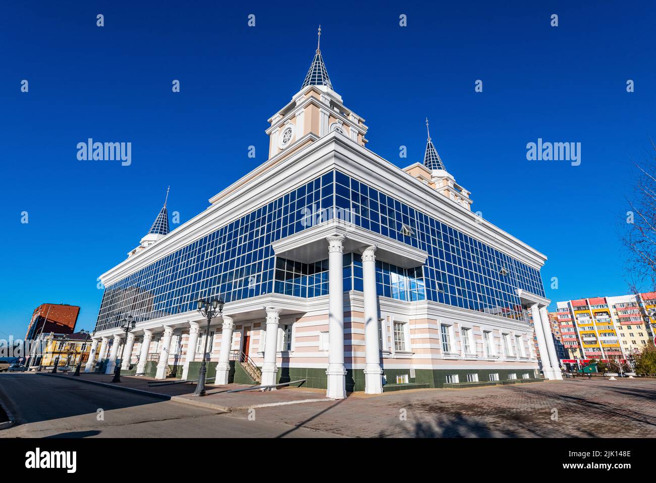 Narodny Bank, Kostanay, Nordkasachstan, Zentralasien, Asien Stockfoto